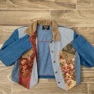 Vintage Tapestry Patchwork Jean Jacket
